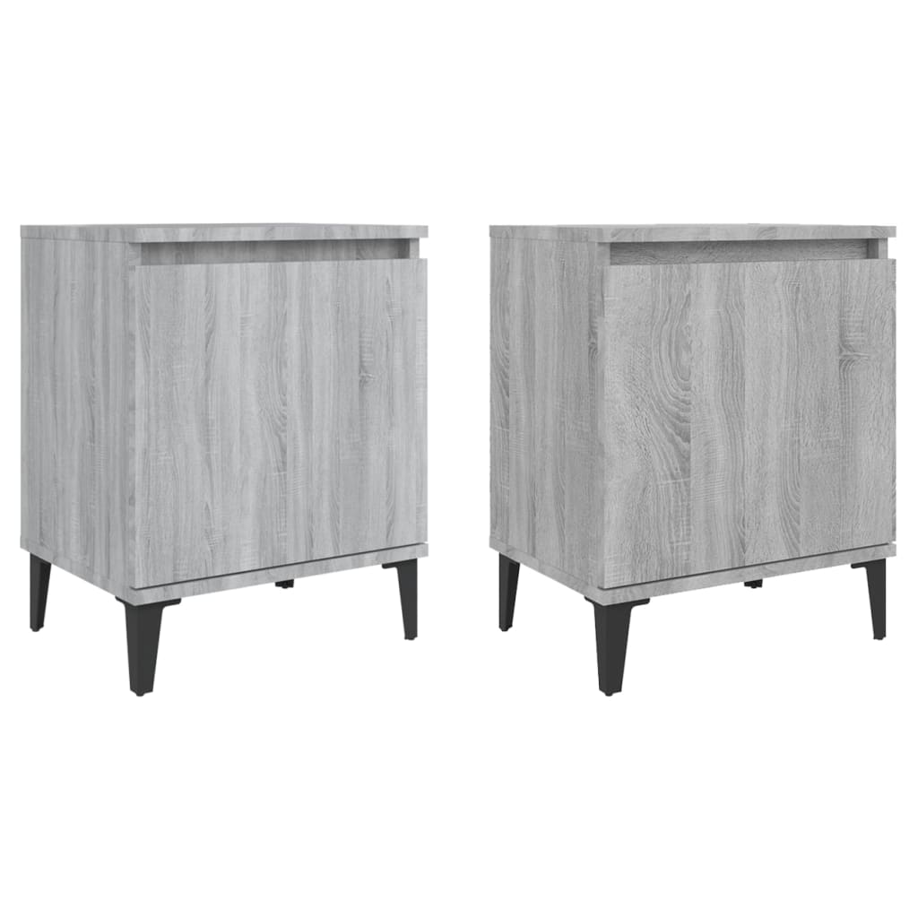 Yöpöydät metallijaloilla 2 kpl harmaa Sonoma 40x30x50 cm - Sisustajankoti.fi
