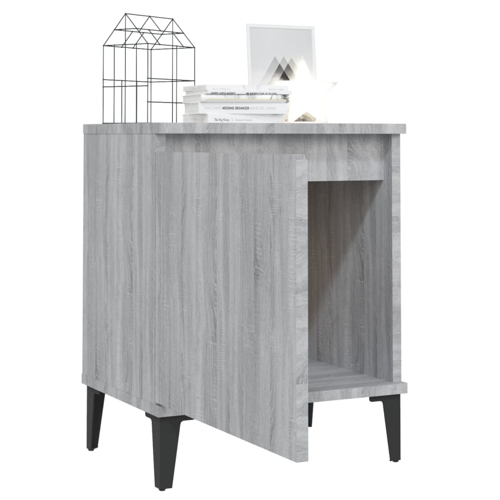 Yöpöydät metallijaloilla 2 kpl harmaa Sonoma 40x30x50 cm - Sisustajankoti.fi