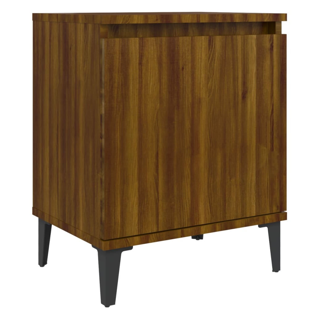 Yöpöydät metallijaloilla 2 kpl ruskea tammi 40x30x50 cm - Sisustajankoti.fi