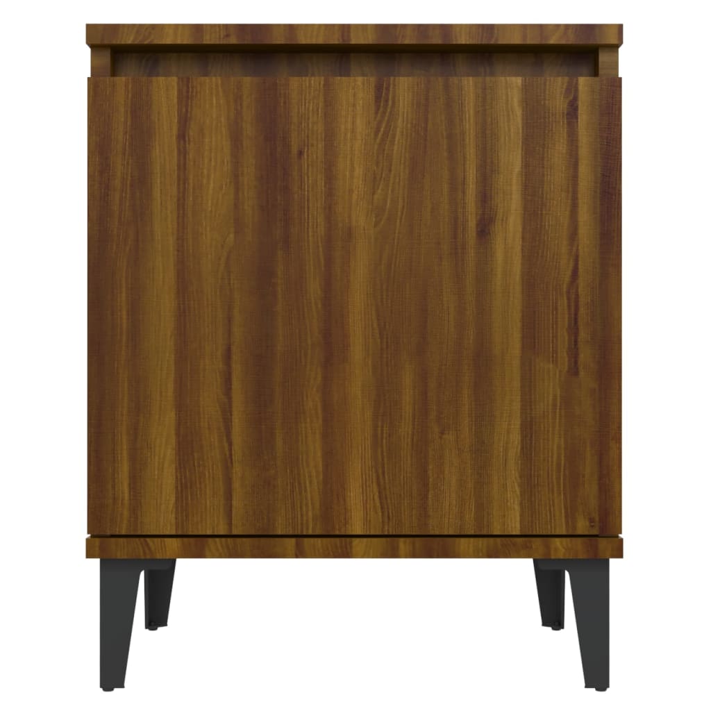 Yöpöydät metallijaloilla 2 kpl ruskea tammi 40x30x50 cm - Sisustajankoti.fi