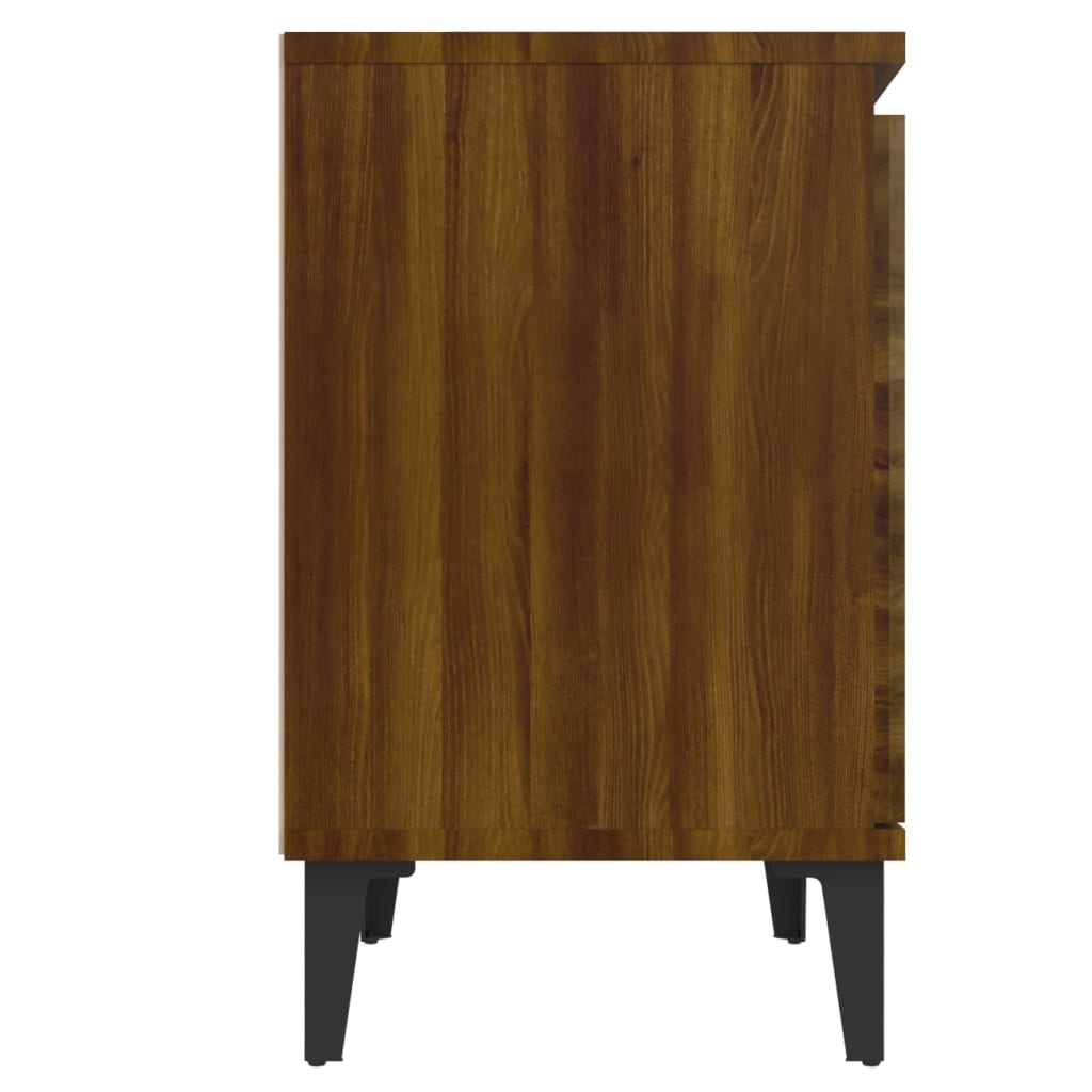 Yöpöydät metallijaloilla 2 kpl ruskea tammi 40x30x50 cm - Sisustajankoti.fi