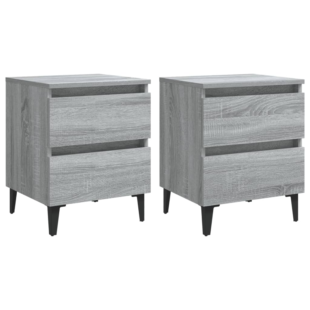 Yöpöydät metallijaloilla 2 kpl harmaa Sonoma 40x35x50 cm - Sisustajankoti.fi