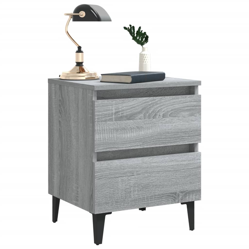 Yöpöydät metallijaloilla 2 kpl harmaa Sonoma 40x35x50 cm - Sisustajankoti.fi