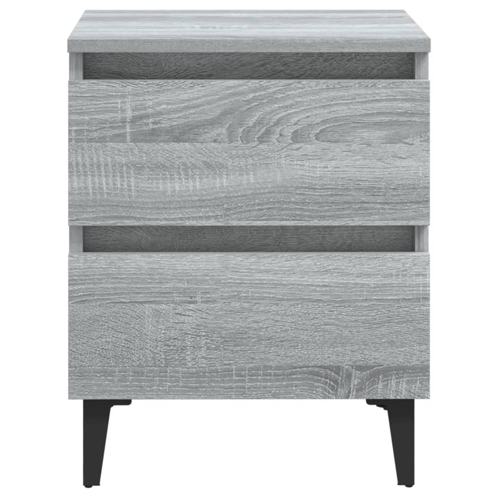 Yöpöydät metallijaloilla 2 kpl harmaa Sonoma 40x35x50 cm - Sisustajankoti.fi