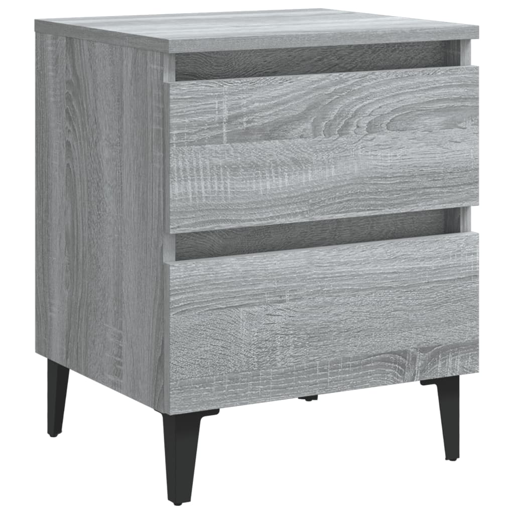 Yöpöydät metallijaloilla 2 kpl harmaa Sonoma 40x35x50 cm - Sisustajankoti.fi