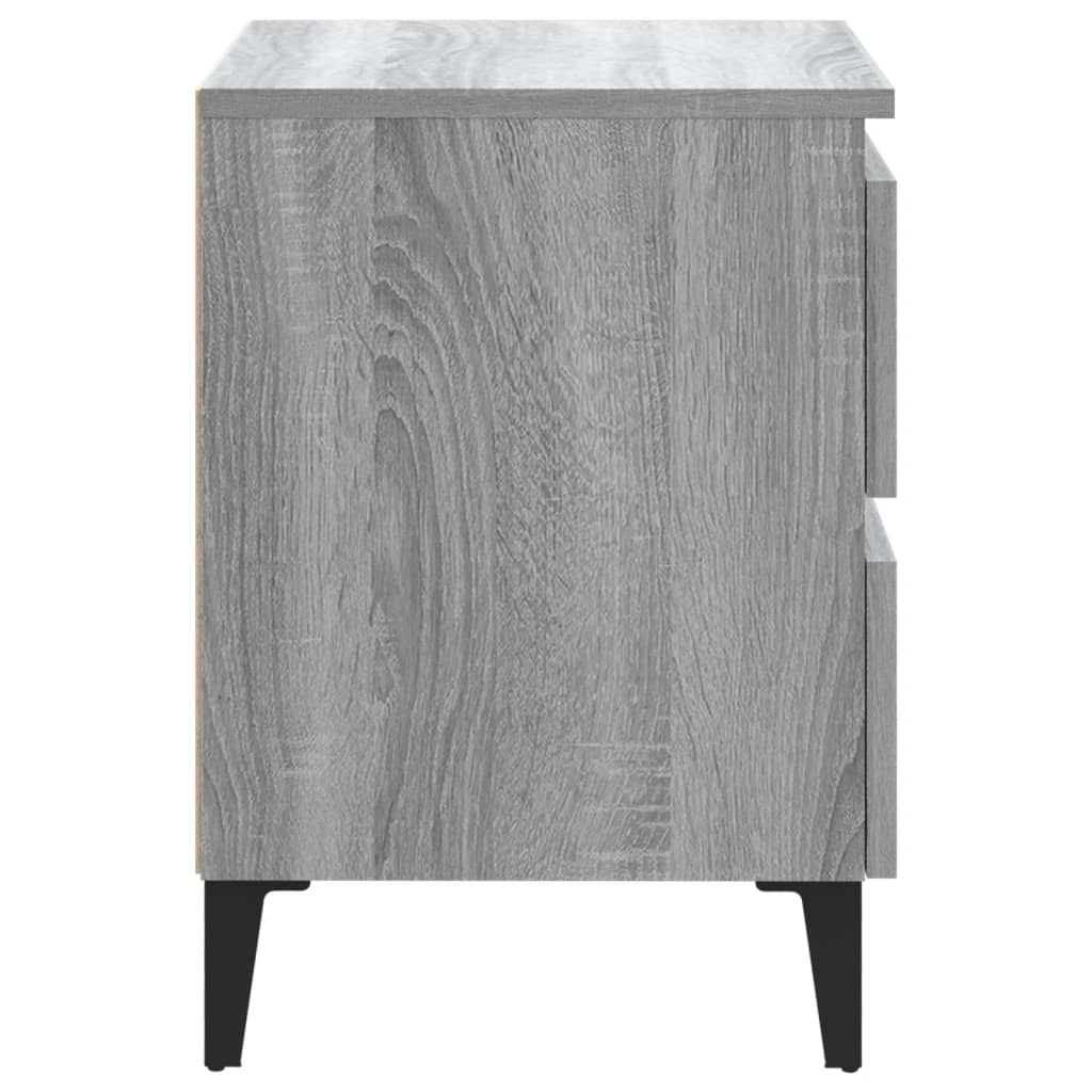 Yöpöydät metallijaloilla 2 kpl harmaa Sonoma 40x35x50 cm - Sisustajankoti.fi