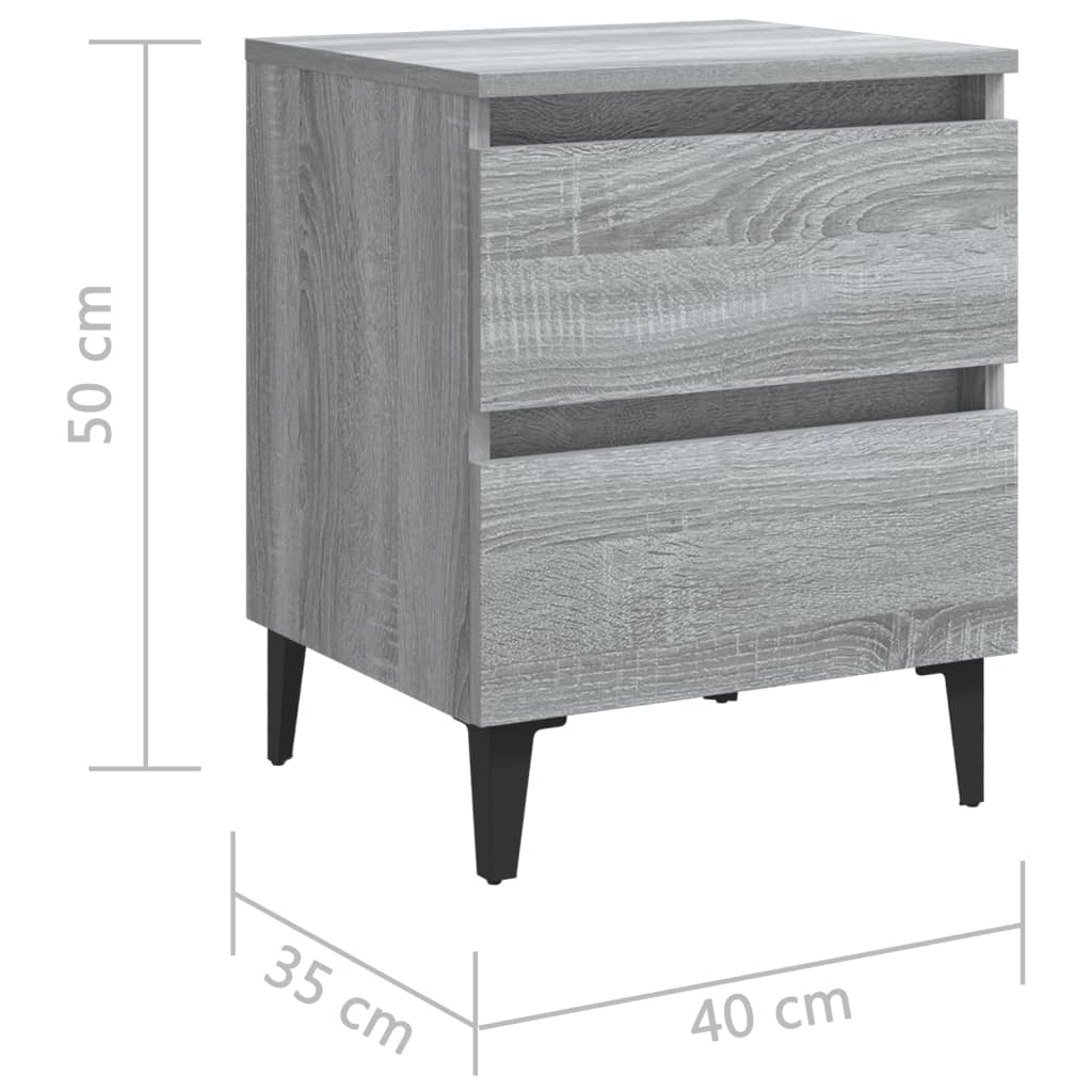 Yöpöydät metallijaloilla 2 kpl harmaa Sonoma 40x35x50 cm - Sisustajankoti.fi