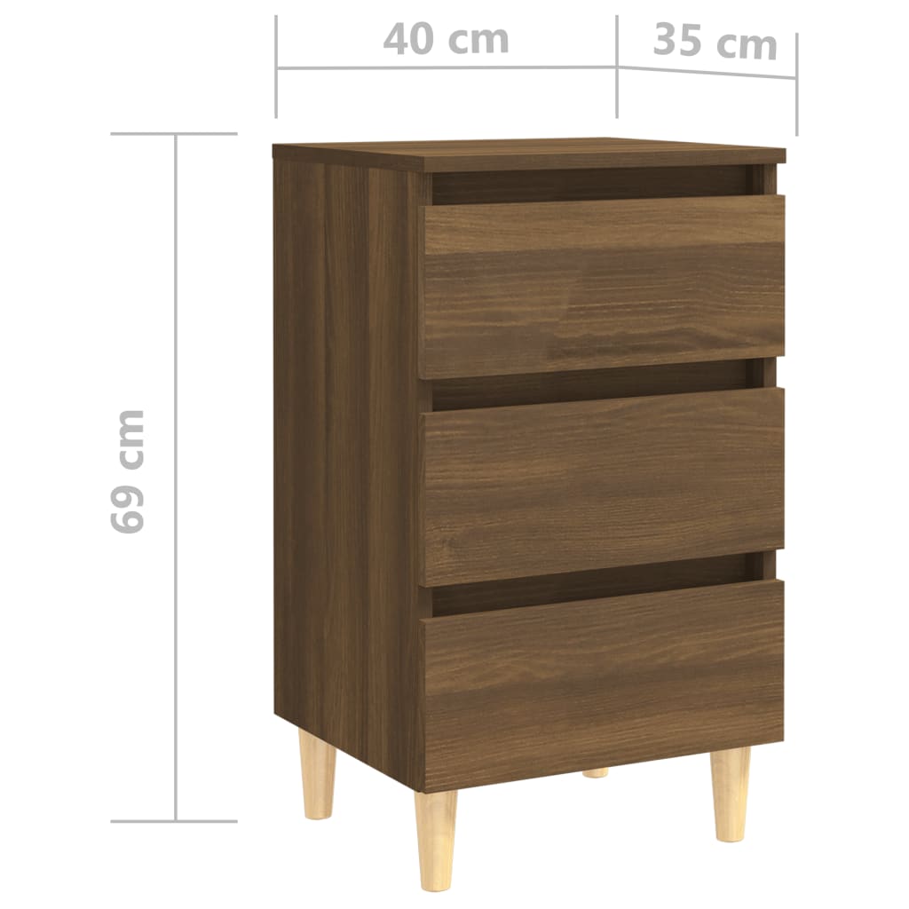 Yöpöydät täyspuujaloilla 2 kpl ruskea tammi 40x35x69 cm - Sisustajankoti.fi