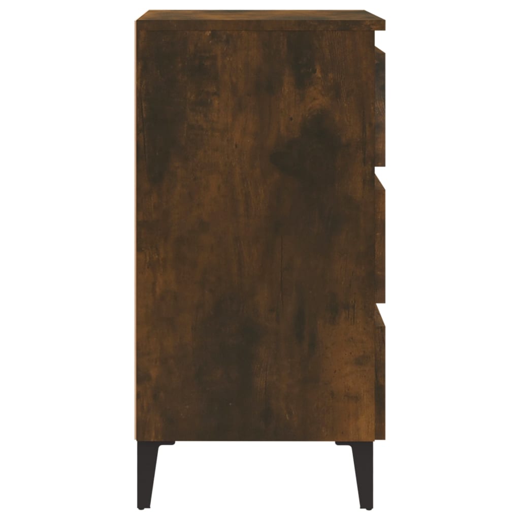 Yöpöydät metallijaloilla 2 kpl savutammi 40x35x69 cm - Sisustajankoti.fi
