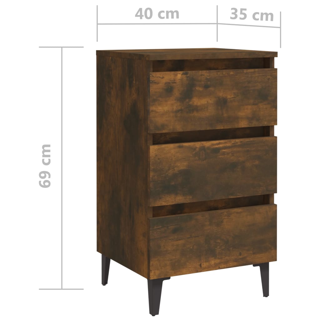 Yöpöydät metallijaloilla 2 kpl savutammi 40x35x69 cm - Sisustajankoti.fi