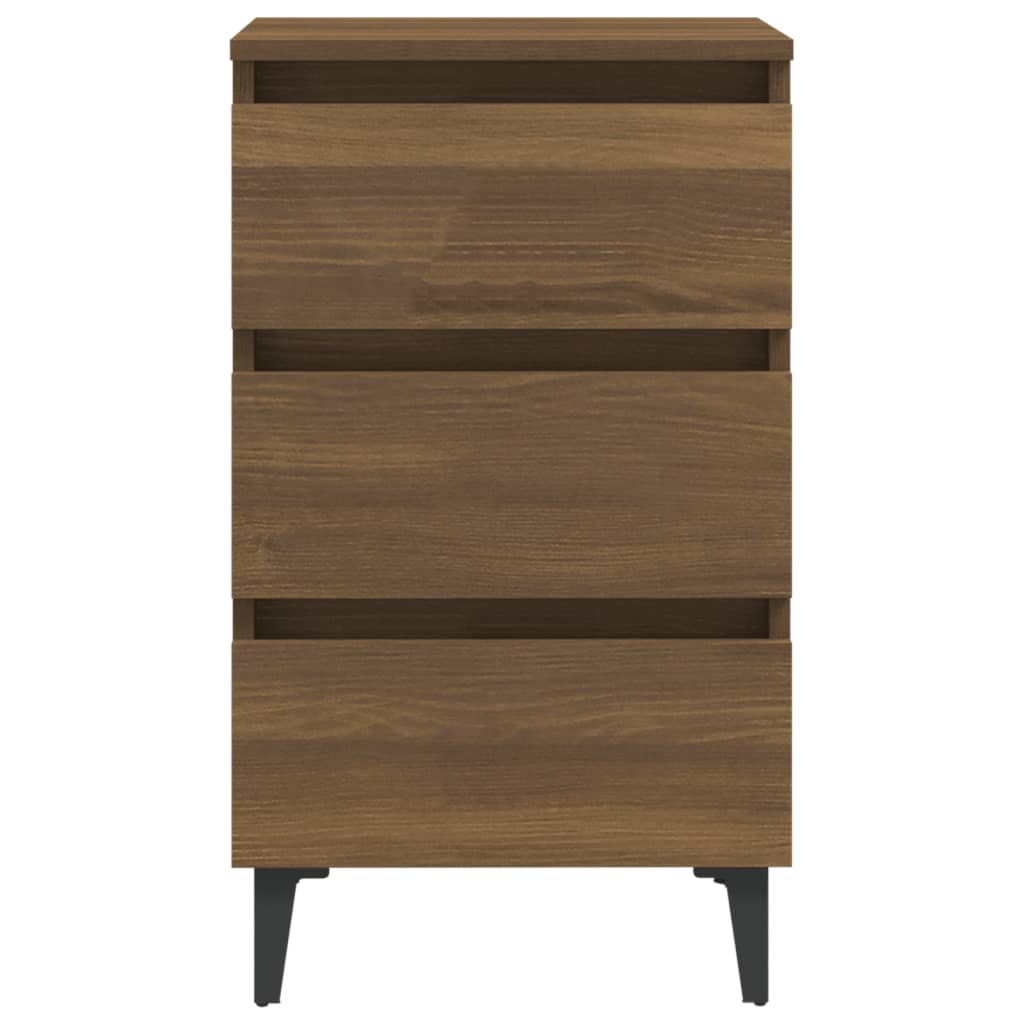 Yöpöydät metallijaloilla 2 kpl ruskea tammi 40x35x69 cm - Sisustajankoti.fi