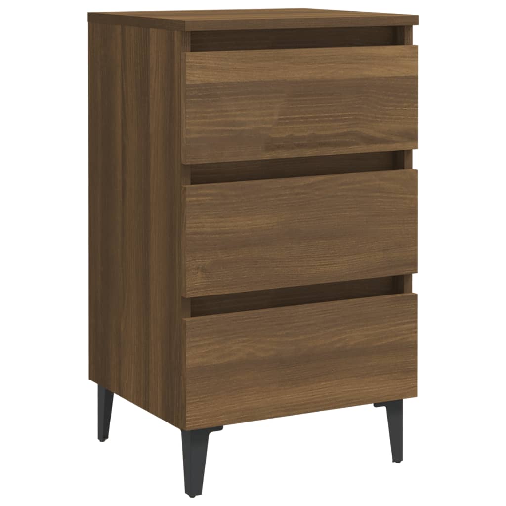 Yöpöydät metallijaloilla 2 kpl ruskea tammi 40x35x69 cm - Sisustajankoti.fi