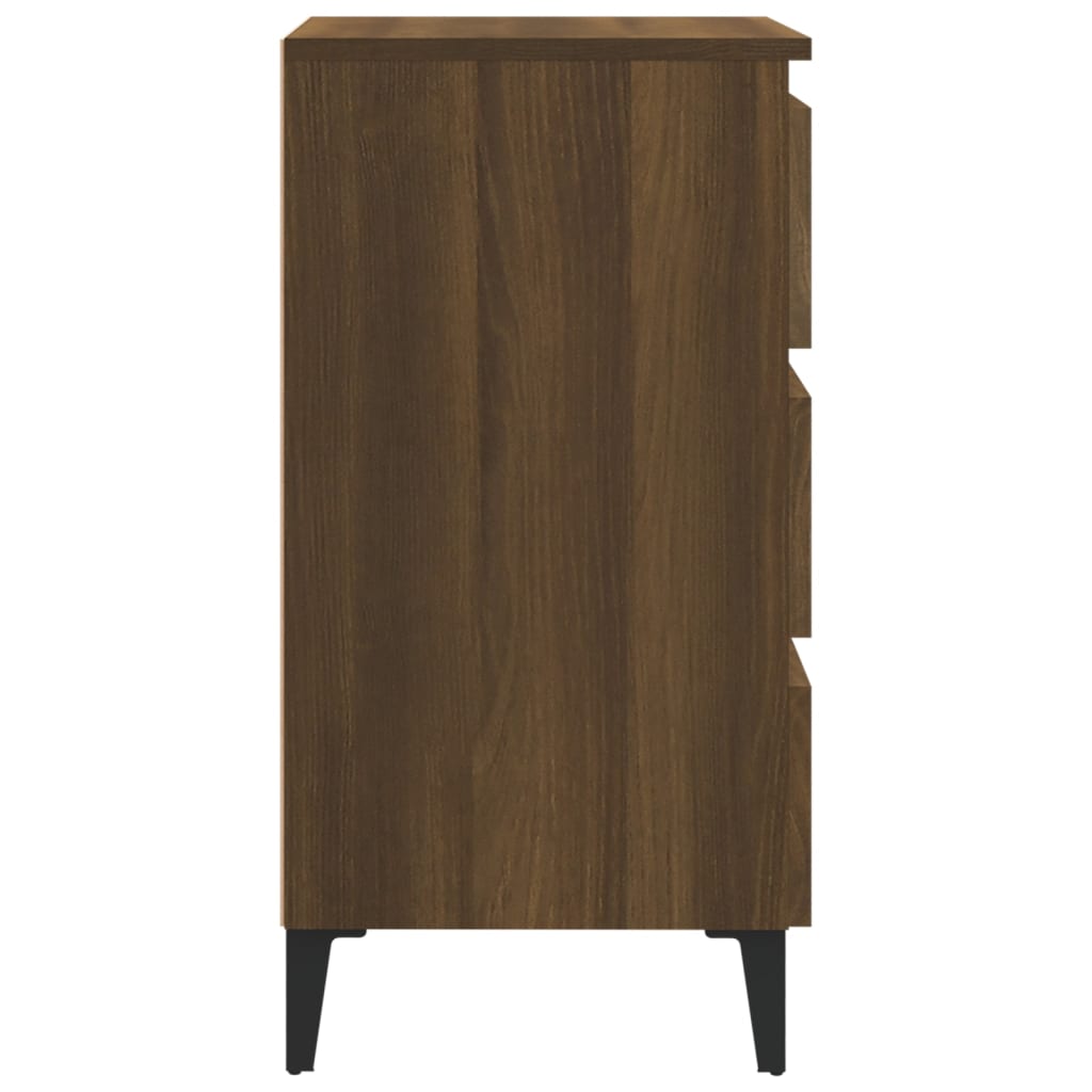 Yöpöydät metallijaloilla 2 kpl ruskea tammi 40x35x69 cm - Sisustajankoti.fi