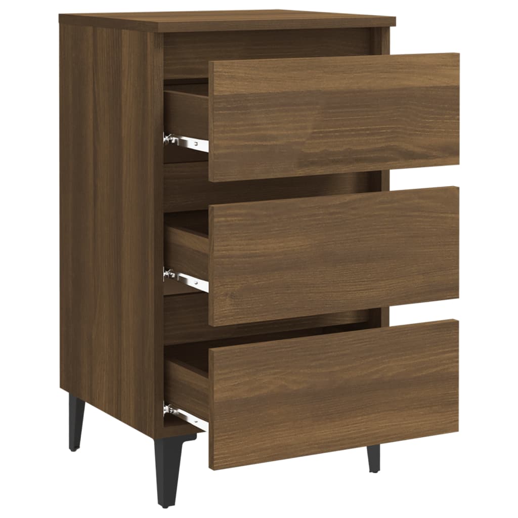 Yöpöydät metallijaloilla 2 kpl ruskea tammi 40x35x69 cm - Sisustajankoti.fi