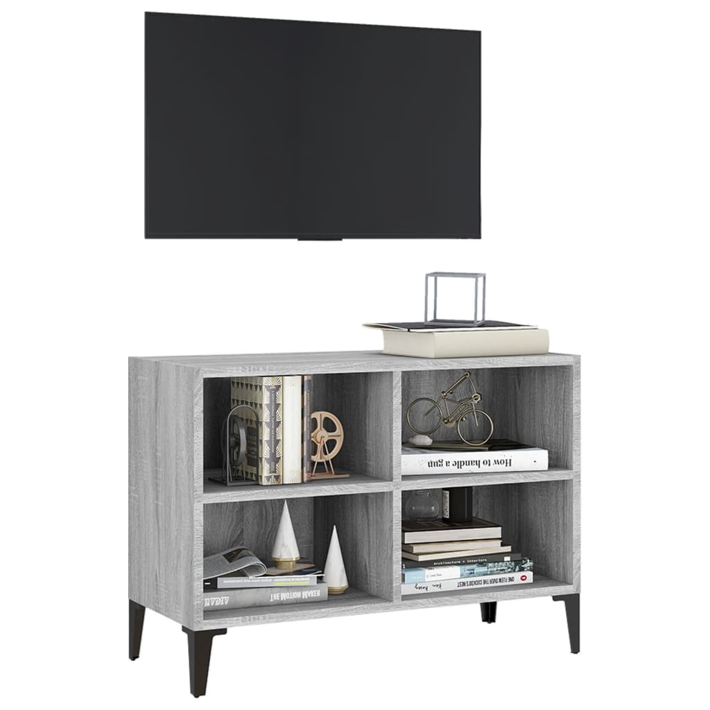 TV-taso metallijaloilla harmaa Sonoma 69,5x30x50 cm - Sisustajankoti.fi