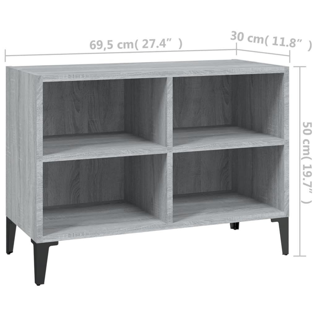 TV-taso metallijaloilla harmaa Sonoma 69,5x30x50 cm - Sisustajankoti.fi