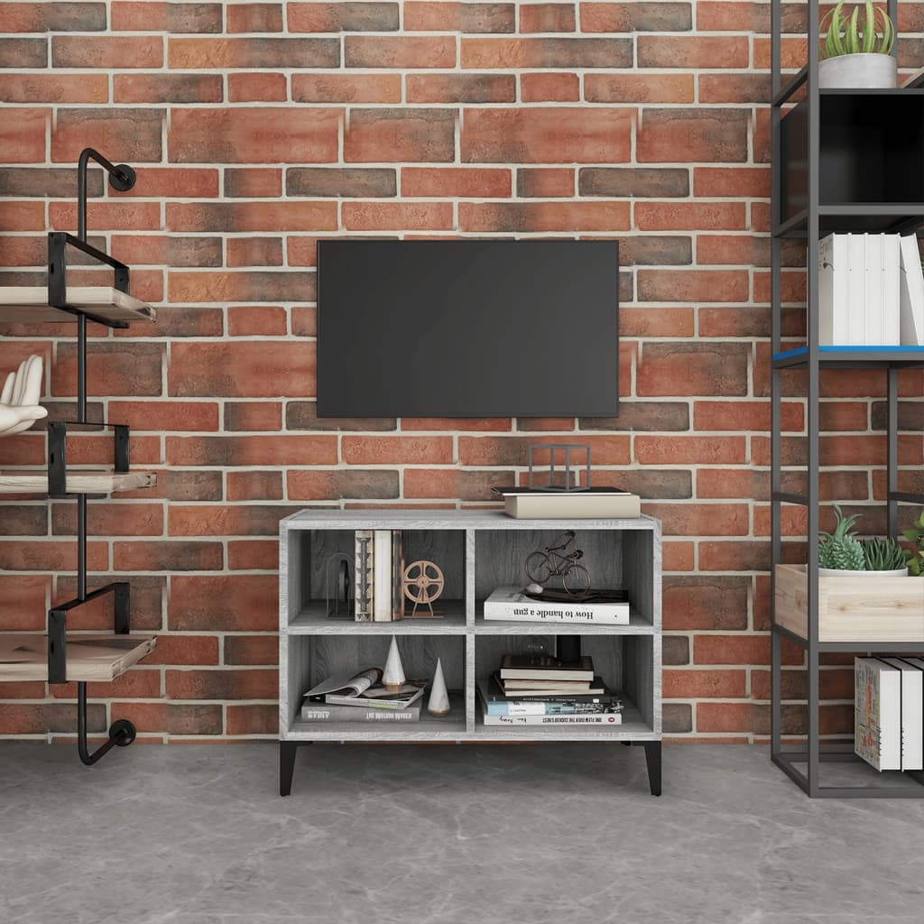 TV-taso metallijaloilla harmaa Sonoma 69,5x30x50 cm - Sisustajankoti.fi
