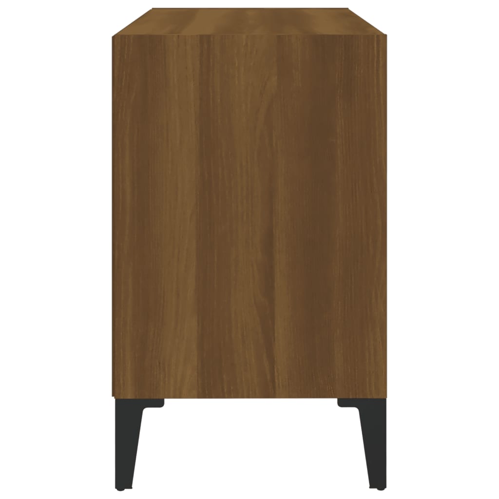 TV-taso metallijaloilla ruskea tammi 69,5x30x50 cm - Sisustajankoti.fi