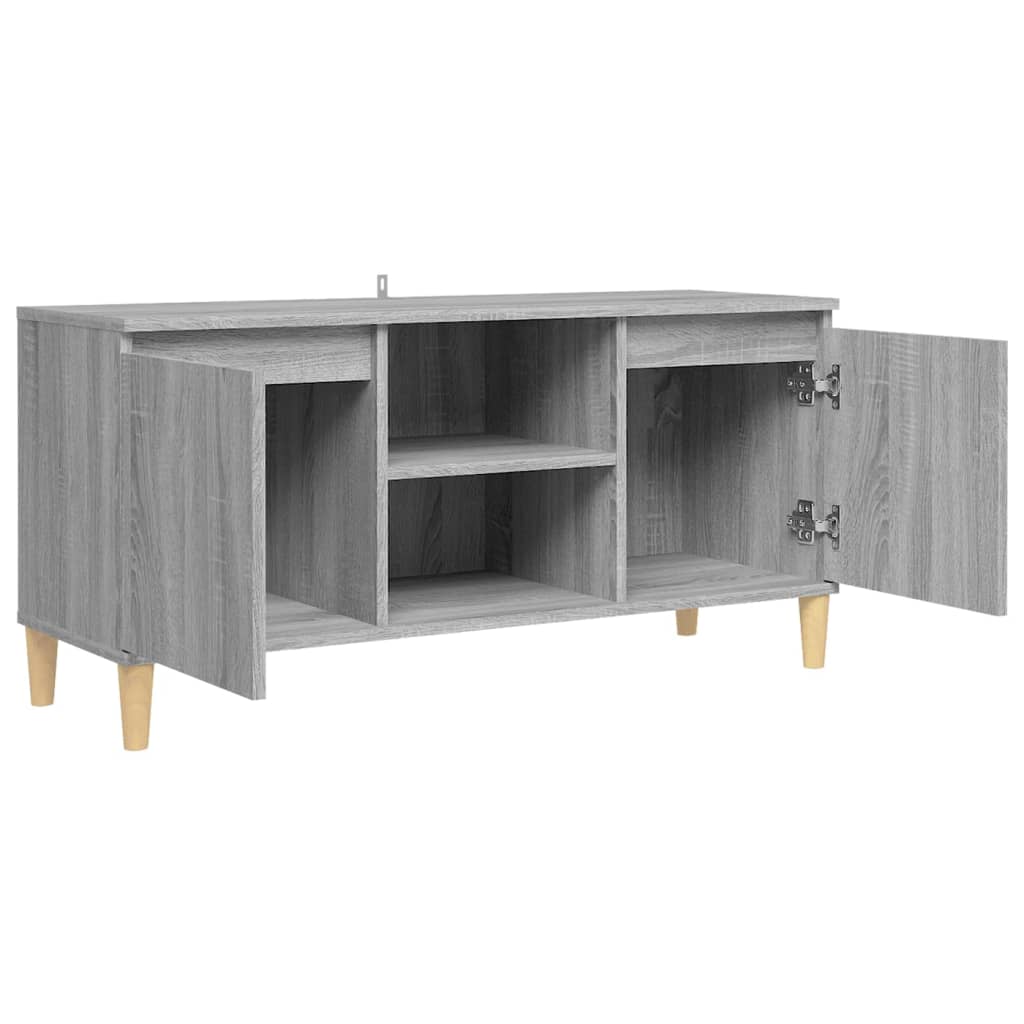 TV-taso täyspuiset jalat harmaa Sonoma 103,5x35x50 cm - Sisustajankoti.fi