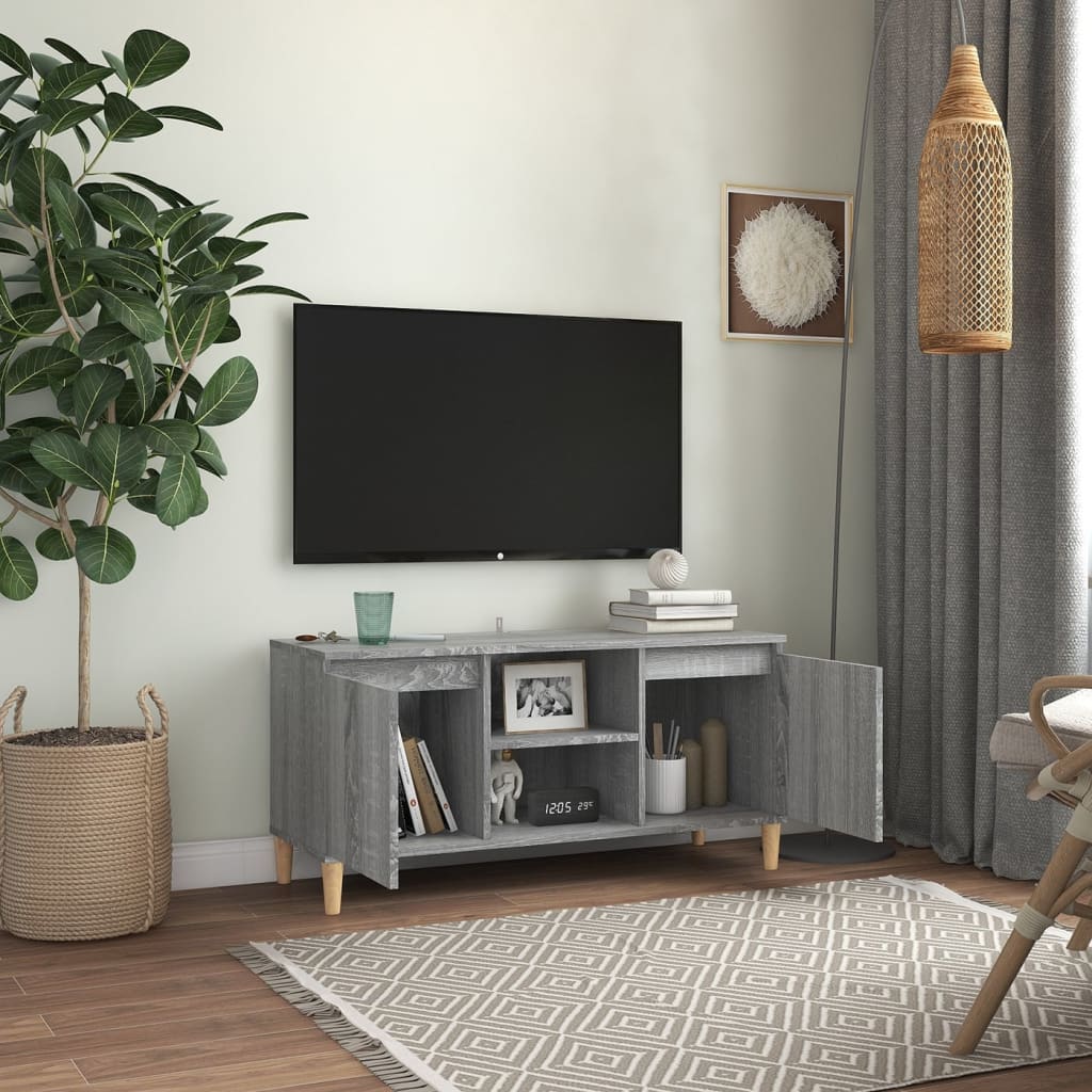 TV-taso täyspuiset jalat harmaa Sonoma 103,5x35x50 cm - Sisustajankoti.fi