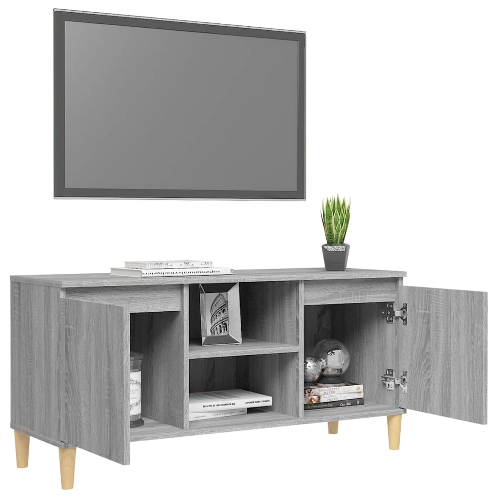 TV-taso täyspuiset jalat harmaa Sonoma 103,5x35x50 cm - Sisustajankoti.fi