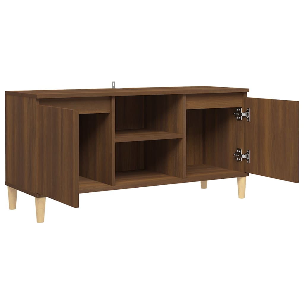 TV-taso täyspuiset jalat ruskea tammi 103,5x35x50 cm - Sisustajankoti.fi