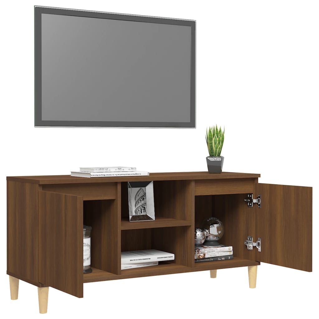 TV-taso täyspuiset jalat ruskea tammi 103,5x35x50 cm - Sisustajankoti.fi