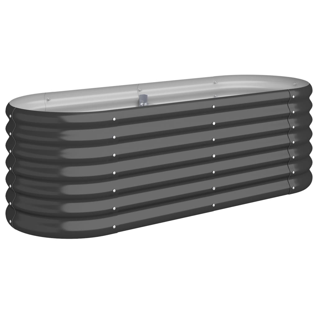 Korotettu kukkalaatikko jauhemaalattu teräs 114x40x36cm antras. - Sisustajankoti.fi
