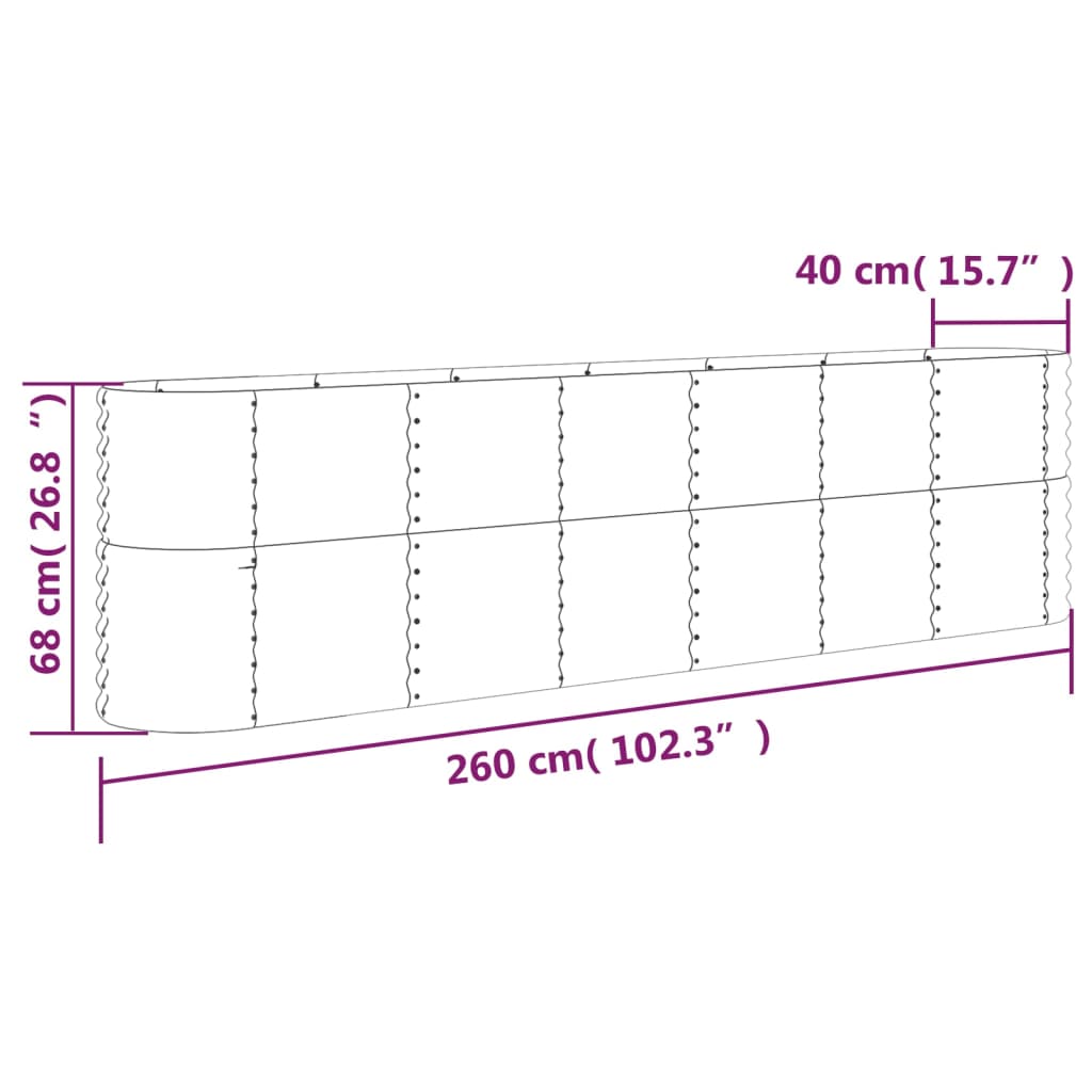 Korotettu kukkalaatikko jauhemaalattu teräs 260x40x68 - Sisustajankoti.fi