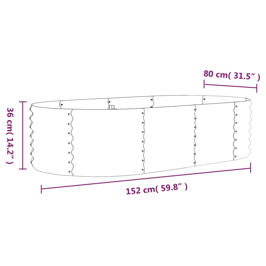 Korotettu kukkalaatikko jauhemaalattu teräs 152x80x36 cm hopea - Sisustajankoti.fi