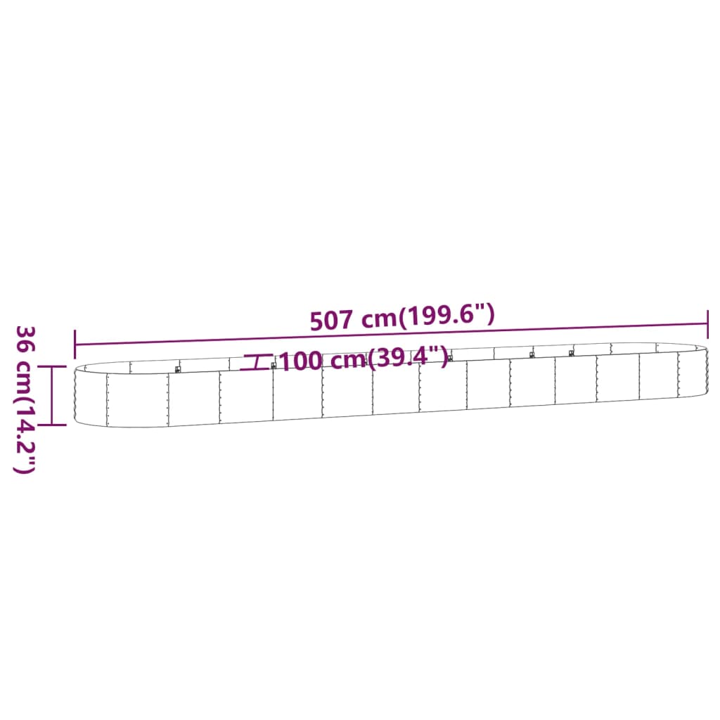Korotettu kukkalaatikko jauhemaalattu teräs 507x100x36cm ruskea - Sisustajankoti.fi