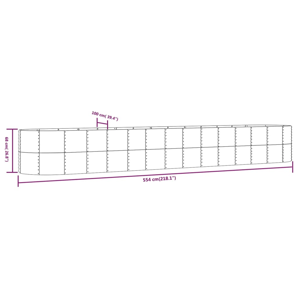 Puutarhakukkalaatikko ruskea 554x100x68 cm jauhemaalattu teräs - Sisustajankoti.fi