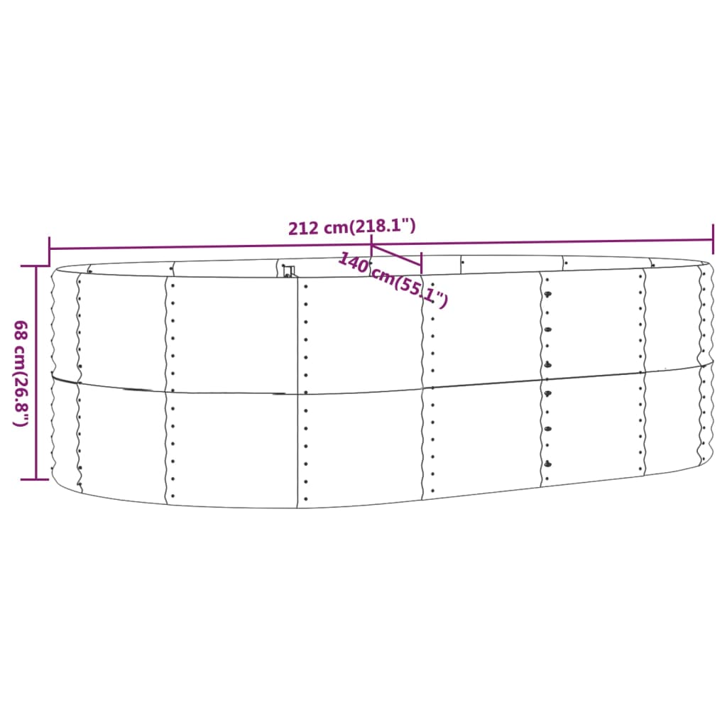 Puutarhakukkalaatikko antr. 212x140x68 cm jauhemaalattu teräs - Sisustajankoti.fi