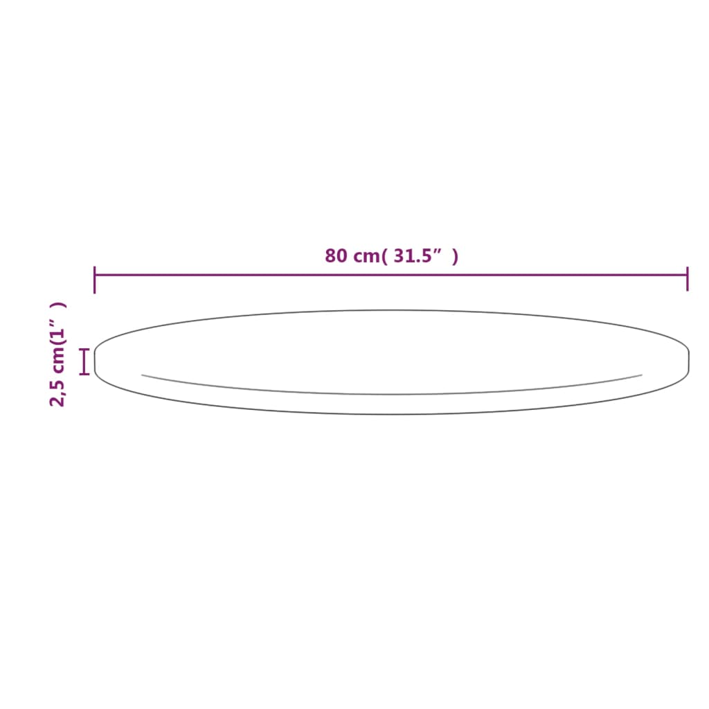 Pöytälevy ruskea Ø80x2,5 cm täysi mänty - Sisustajankoti.fi