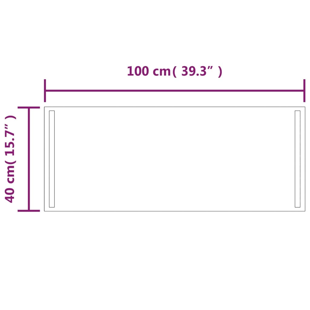 Kylpyhuoneen LED-peili 100x40 cm - Sisustajankoti.fi