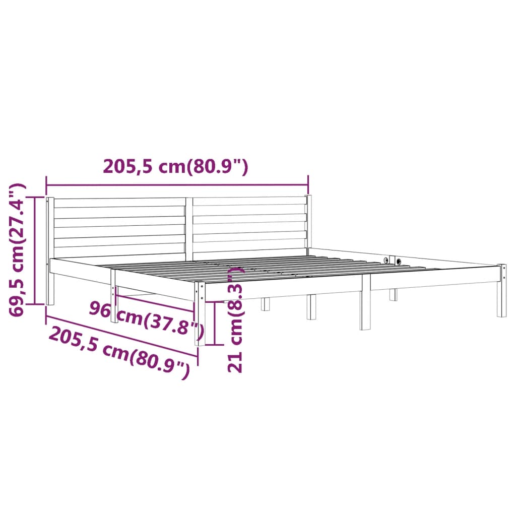 Sängynrunko täysi mänty 200x200 cm valkoinen - Sisustajankoti.fi