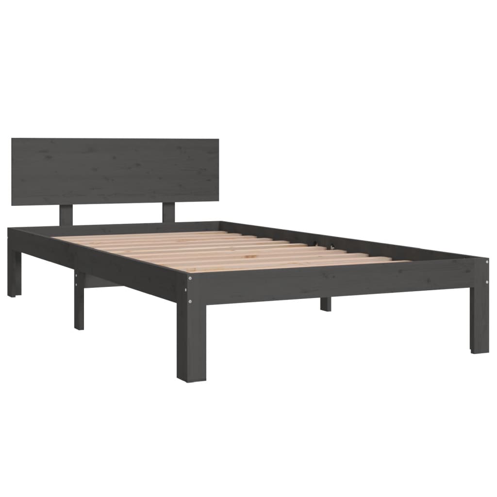 Sängynrunko harmaa täysi mänty 100x200 cm - Sisustajankoti.fi