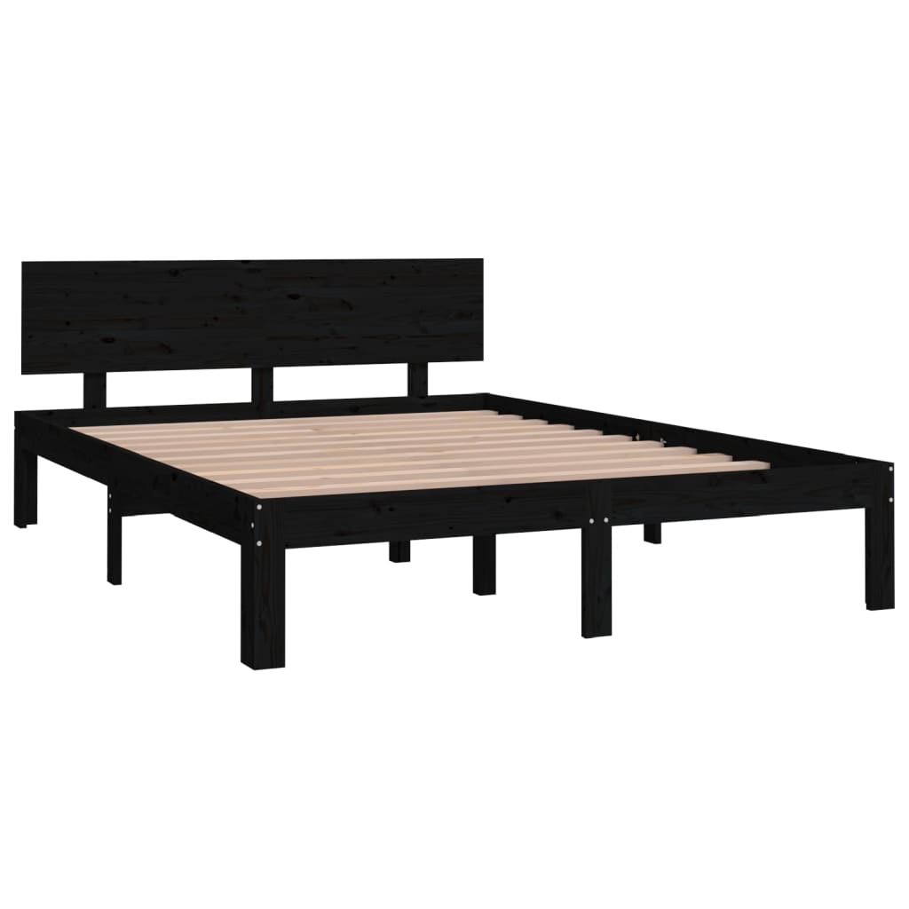 Sängynrunko musta täysi puu 150x200 cm 5FT King Size - Sisustajankoti.fi