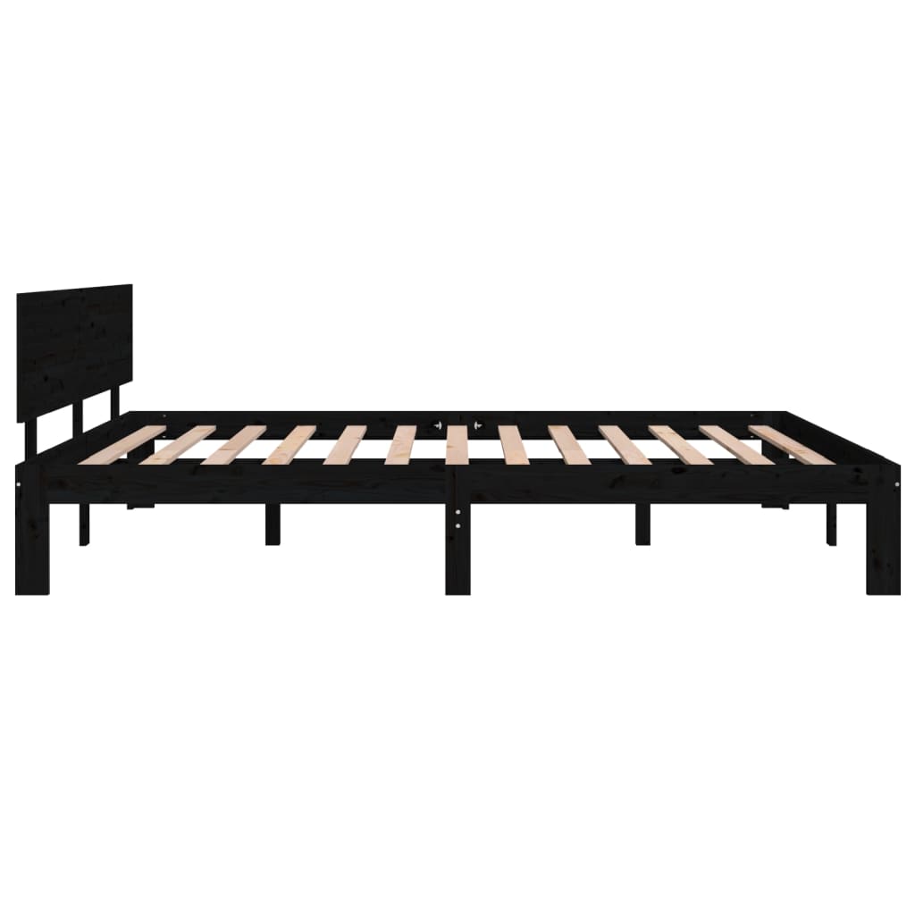 Sängynrunko musta täysi mänty 160x200 cm - Sisustajankoti.fi