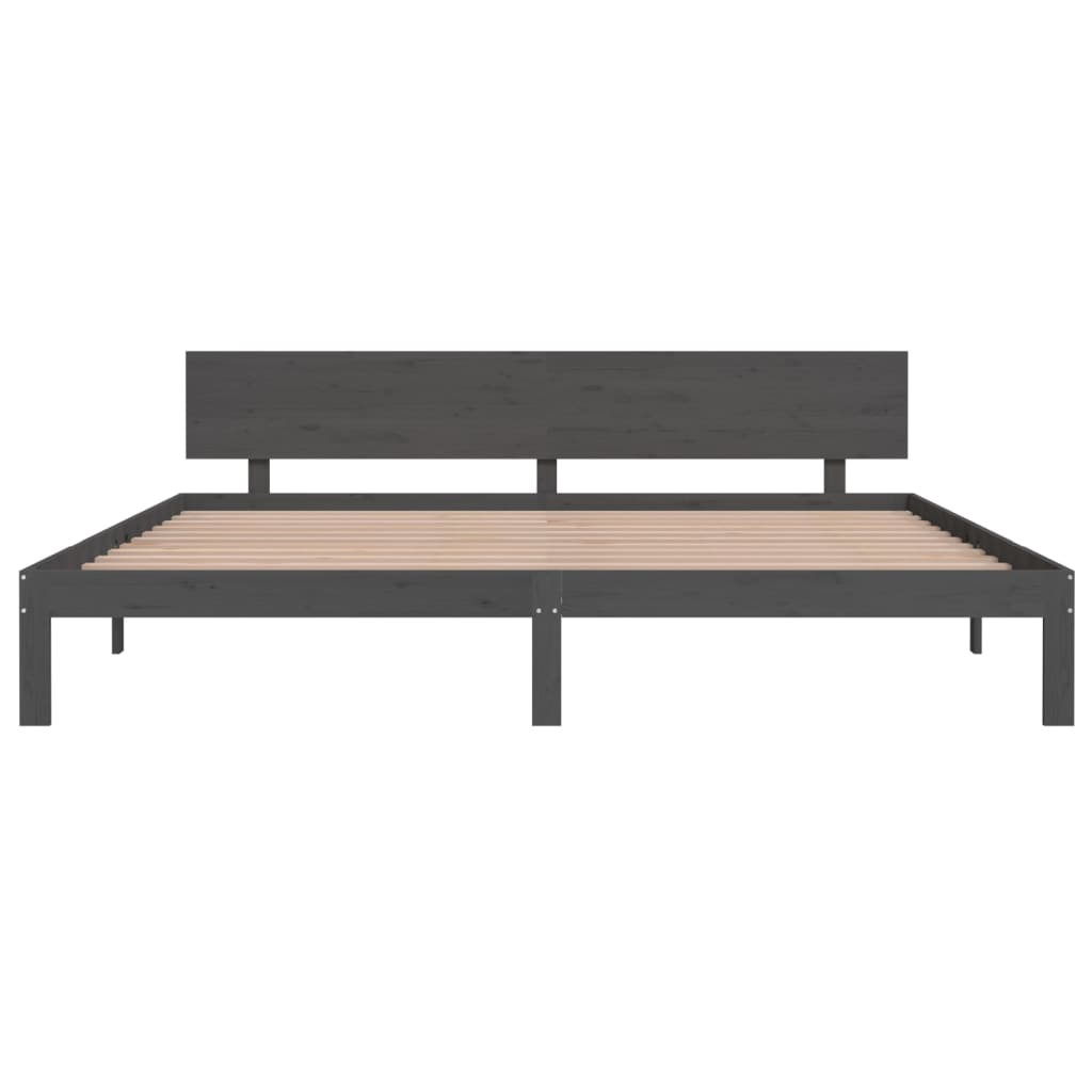 Sängynrunko harmaa täysi mänty 200 x 200 cm - Sisustajankoti.fi