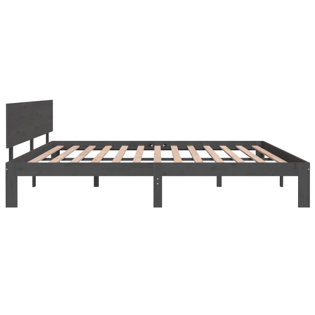 Sängynrunko harmaa täysi mänty 200 x 200 cm - Sisustajankoti.fi