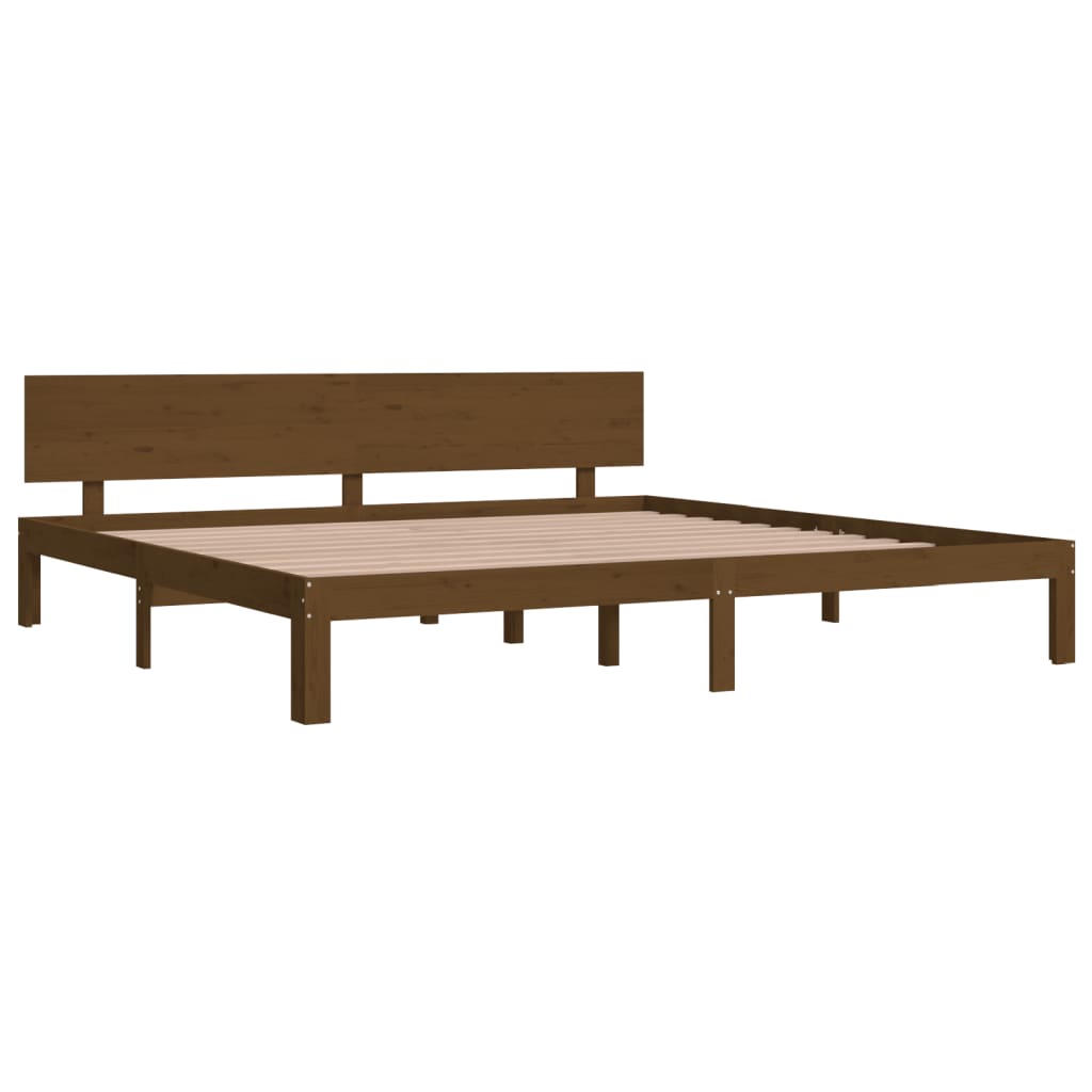 Sängynrunko hunajanruskea täysi mänty 200x200 cm - Sisustajankoti.fi