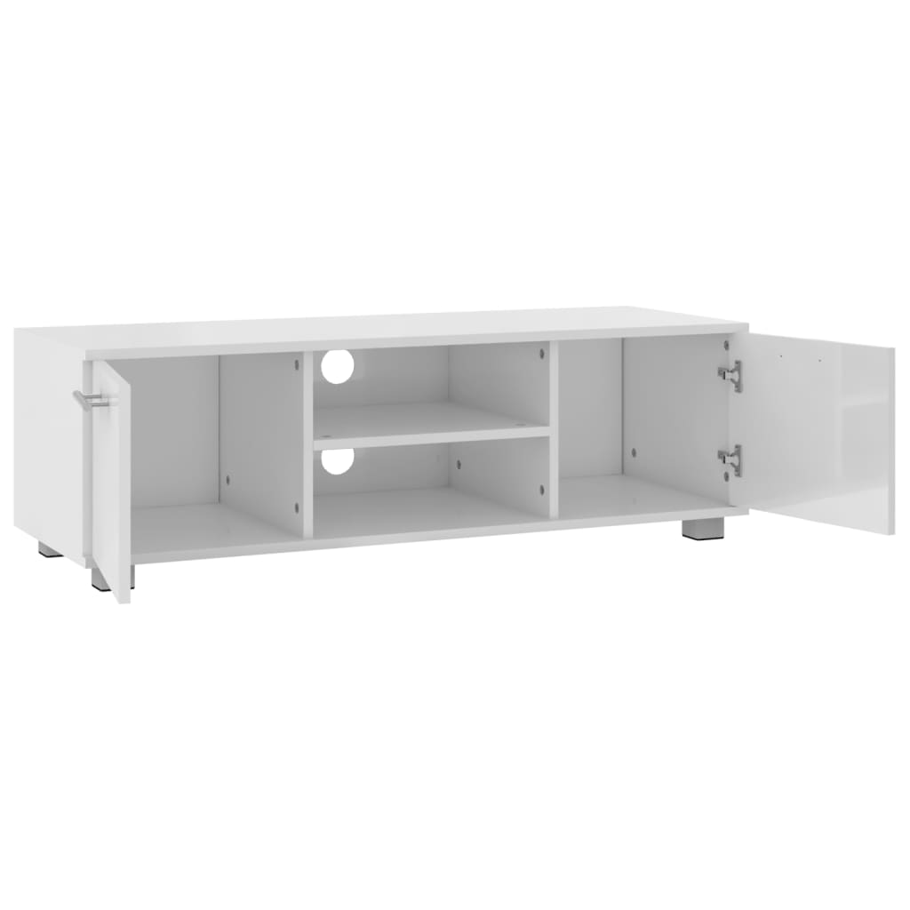 TV-taso korkeakiilto valkoinen 110x40x35 cm tekninen puu - Sisustajankoti.fi