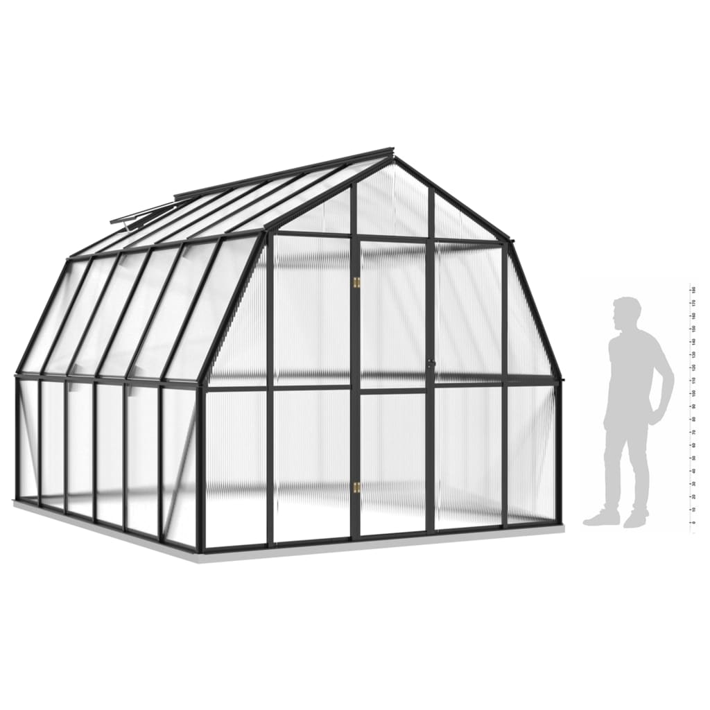 Kasvihuone alumiinirungolla antrasiitti 9,98 m² - Sisustajankoti.fi