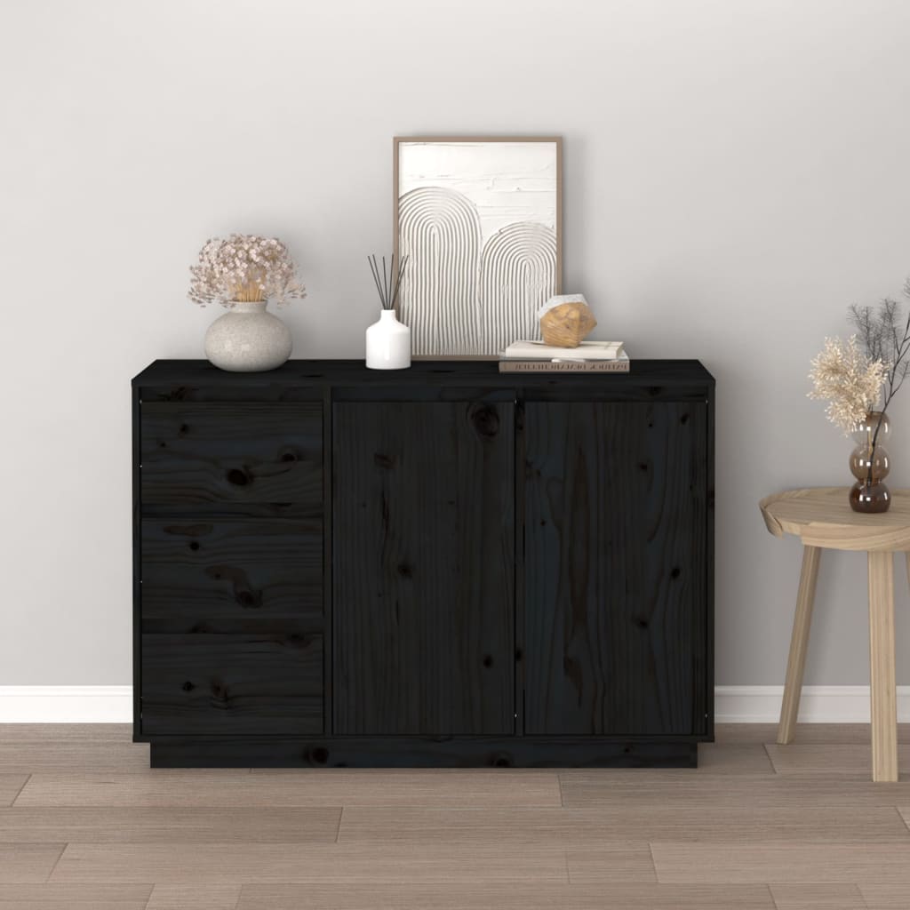 Senkki musta 111x34x75 cm täysi mänty - Sisustajankoti.fi