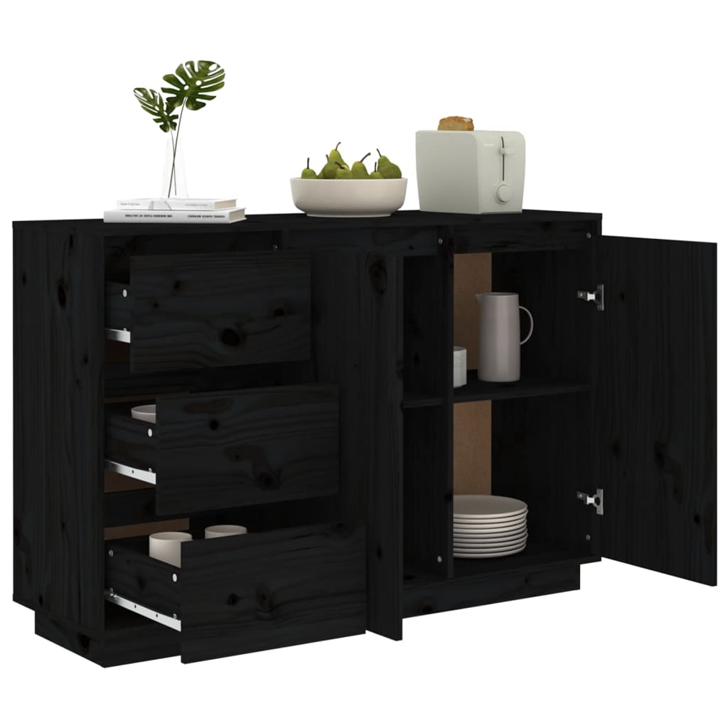 Senkki musta 111x34x75 cm täysi mänty - Sisustajankoti.fi