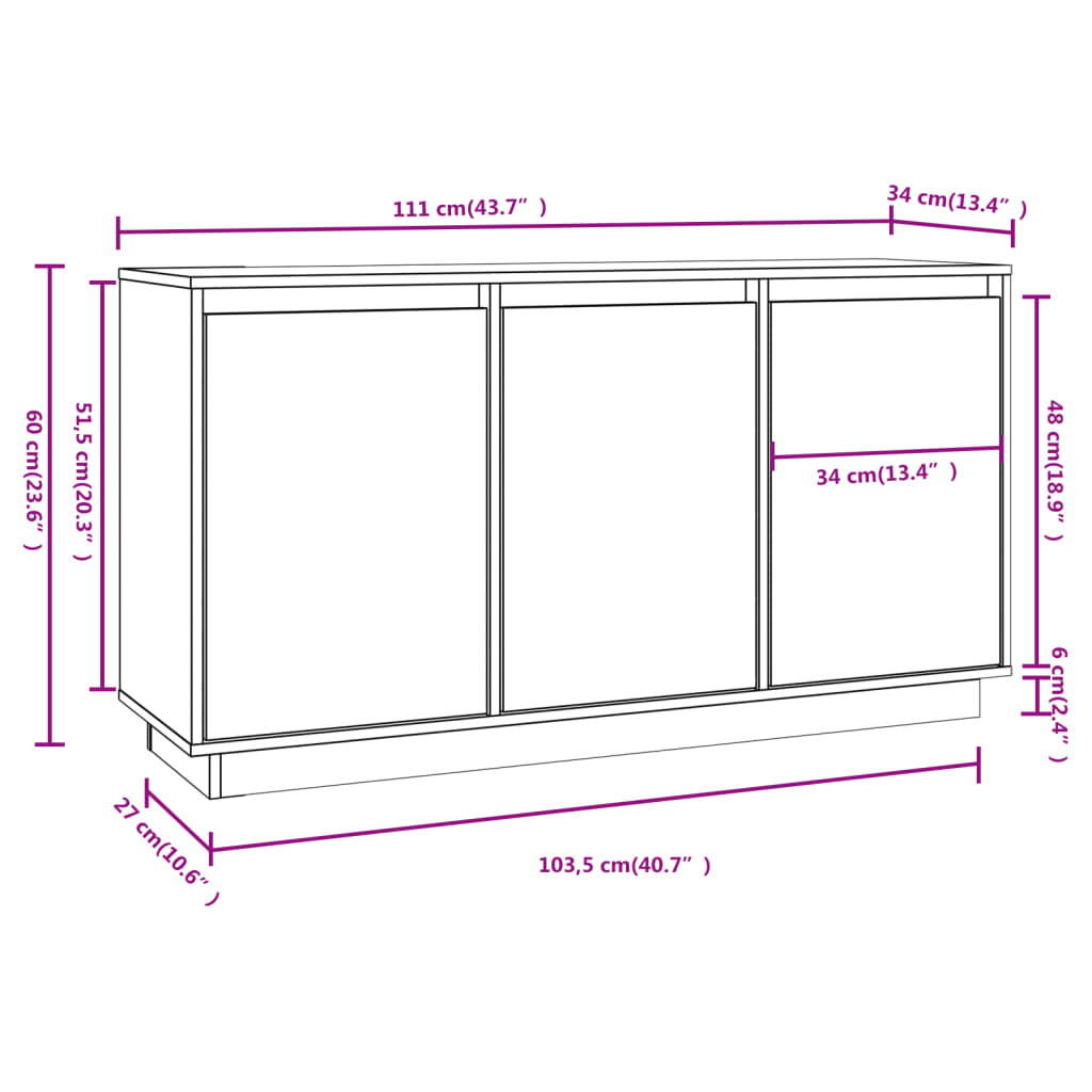 Senkki hunajanruskea 111x34x60 cm täysi mänty - Sisustajankoti.fi