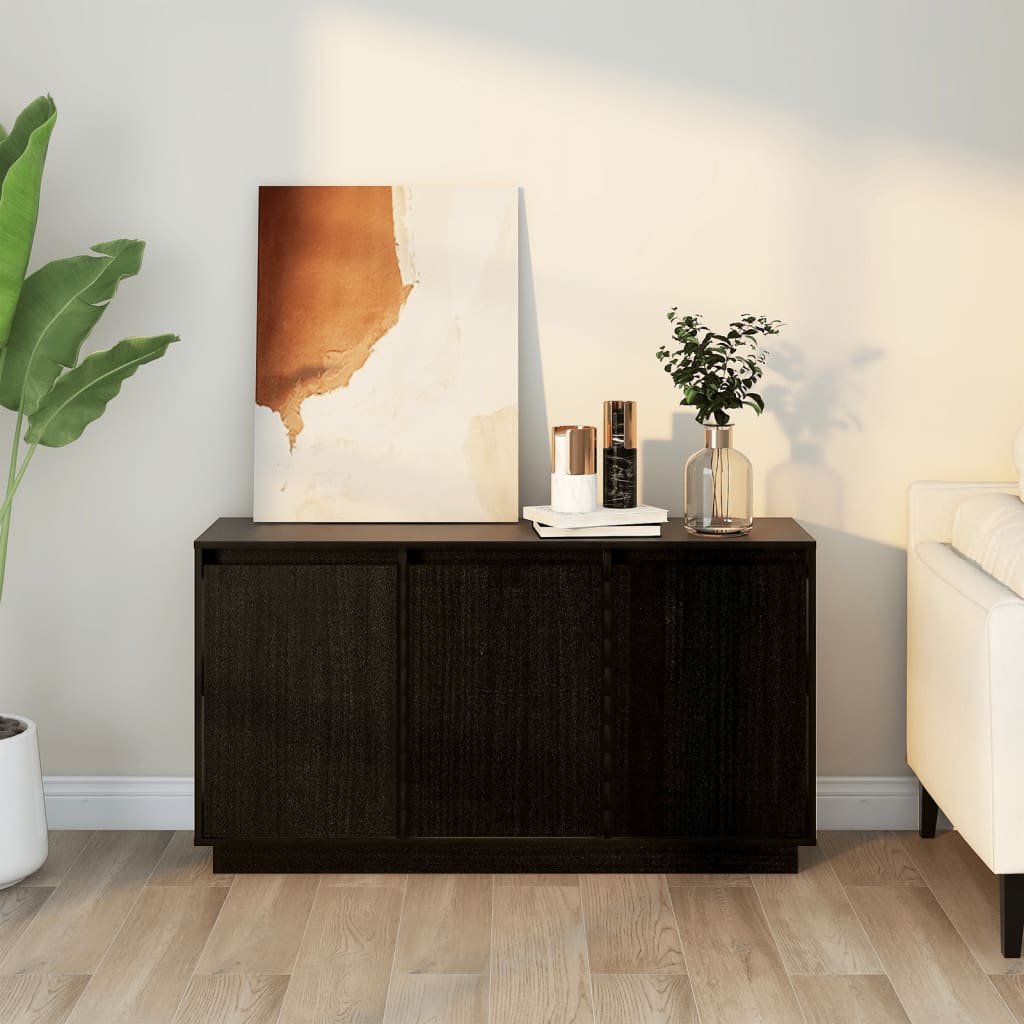 Senkki musta 111x34x60 cm täysi mänty - Sisustajankoti.fi