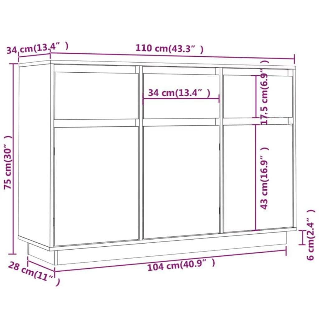 Senkki hunajanruskea 110x34x75 cm täysi mänty - Sisustajankoti.fi