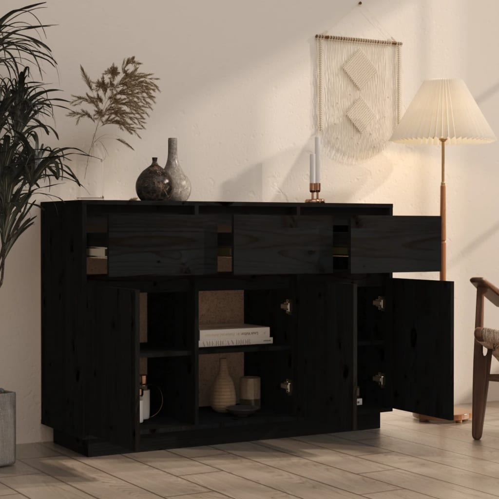 Senkki musta 110x34x75 cm täysi mänty - Sisustajankoti.fi